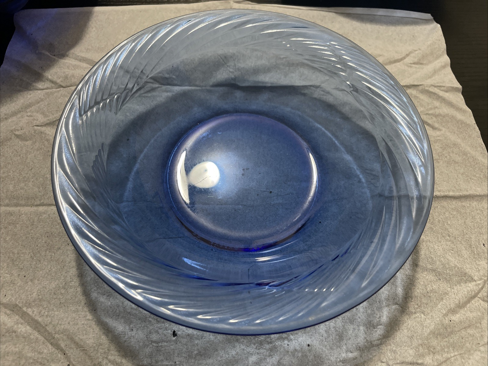 Pyrex Festiva Cobalt Blue Glass Swirl Set Of 9 Rimmed Soup Bowls 7 1/2"