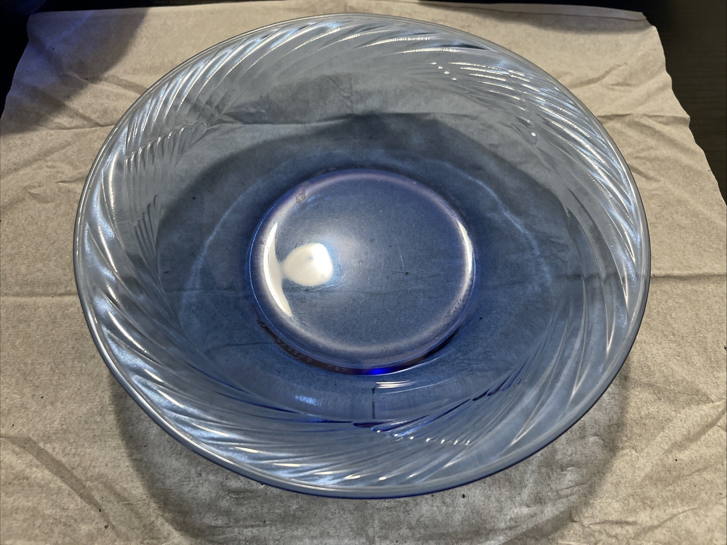 Pyrex Festiva Cobalt Blue Glass Swirl Set Of 9 Rimmed Soup Bowls 7 1/2"