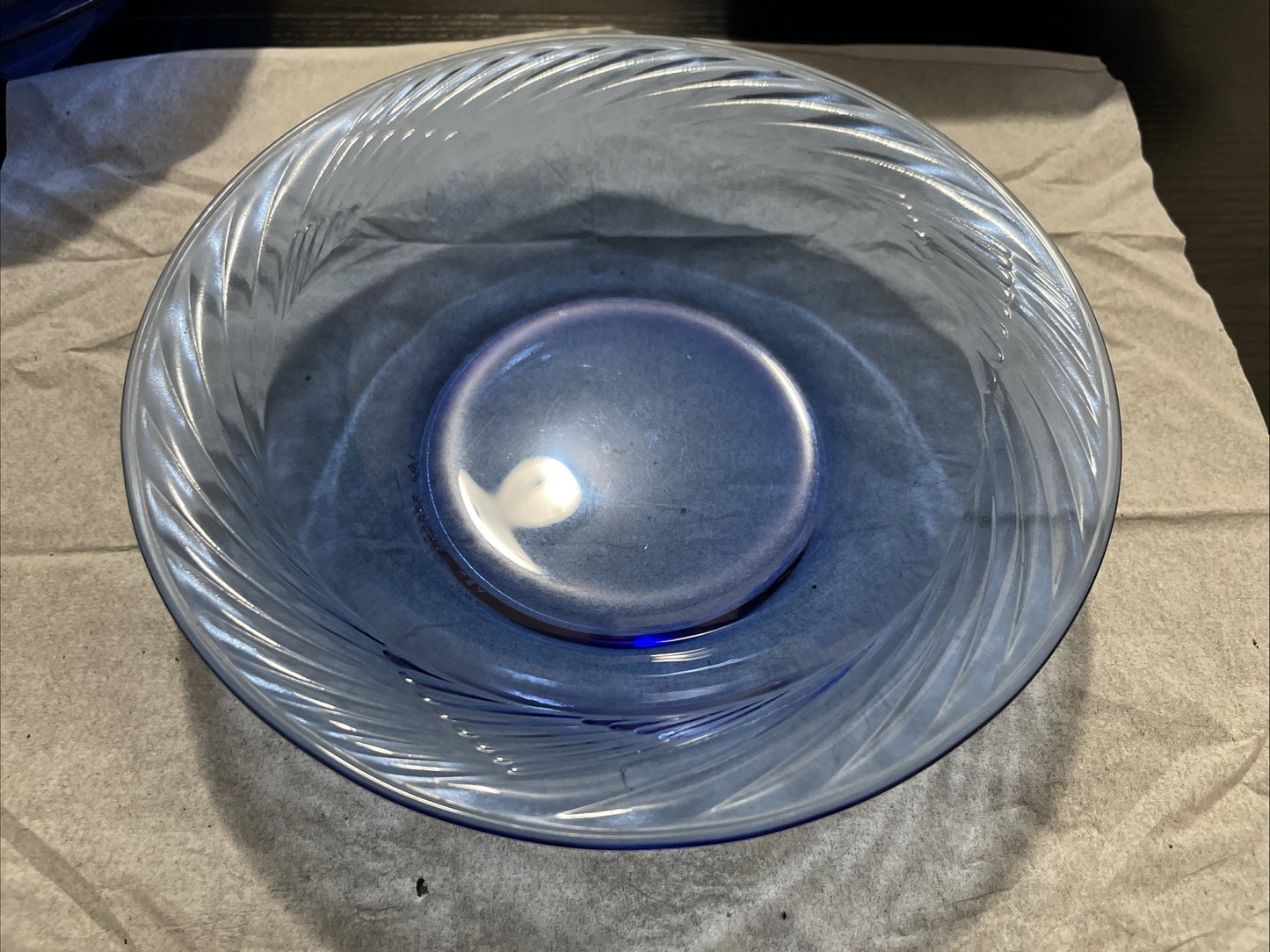 Pyrex Festiva Cobalt Blue Glass Swirl Set Of 9 Rimmed Soup Bowls 7 1/2"