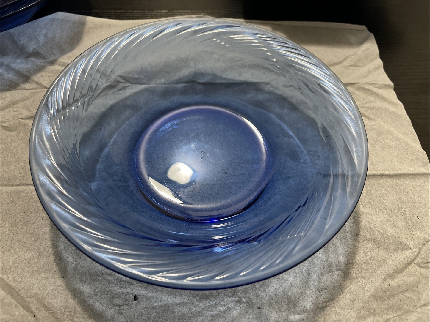 Pyrex Festiva Cobalt Blue Glass Swirl Set Of 9 Rimmed Soup Bowls 7 1/2"