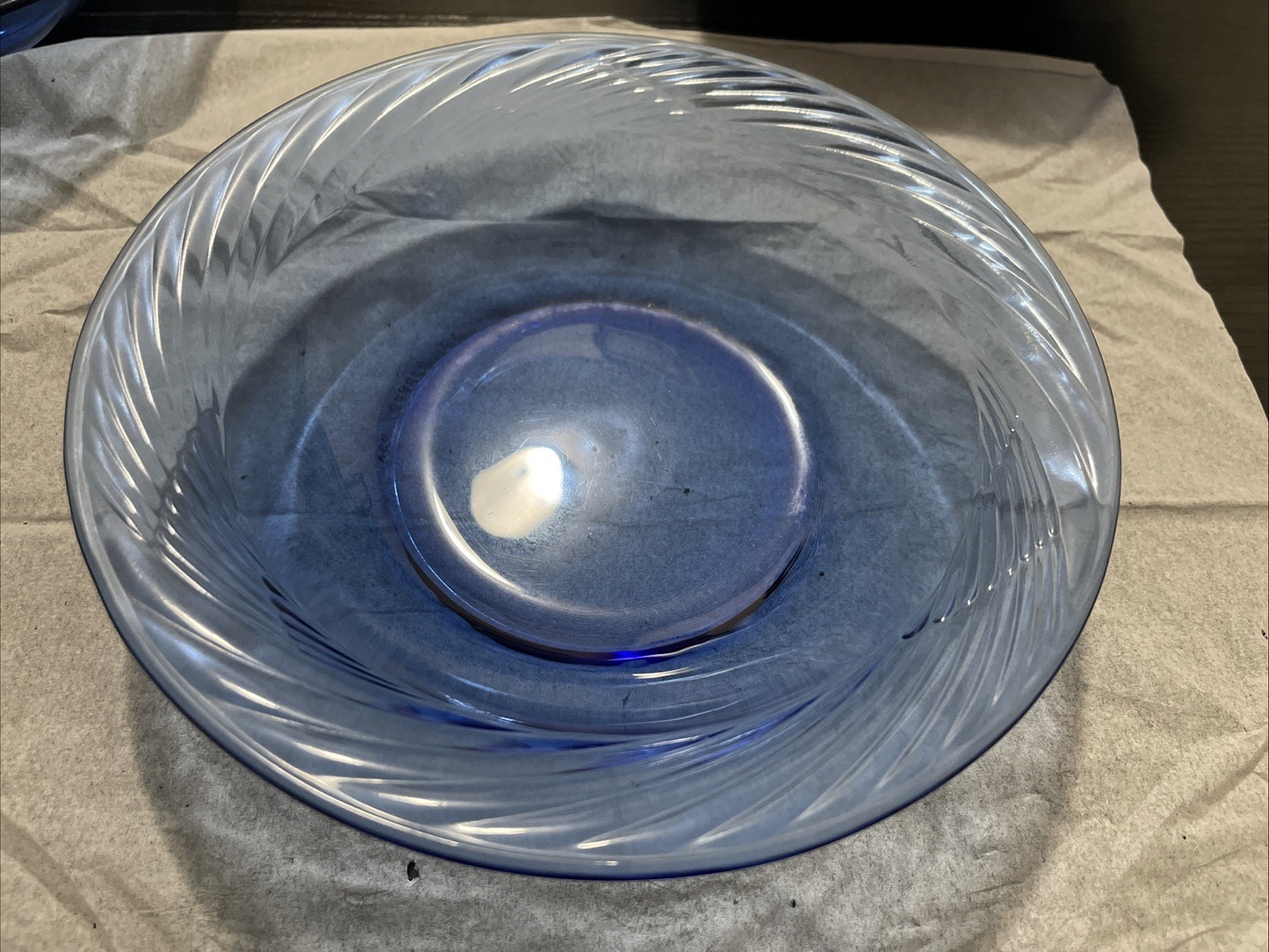 Pyrex Festiva Cobalt Blue Glass Swirl Set Of 9 Rimmed Soup Bowls 7 1/2"