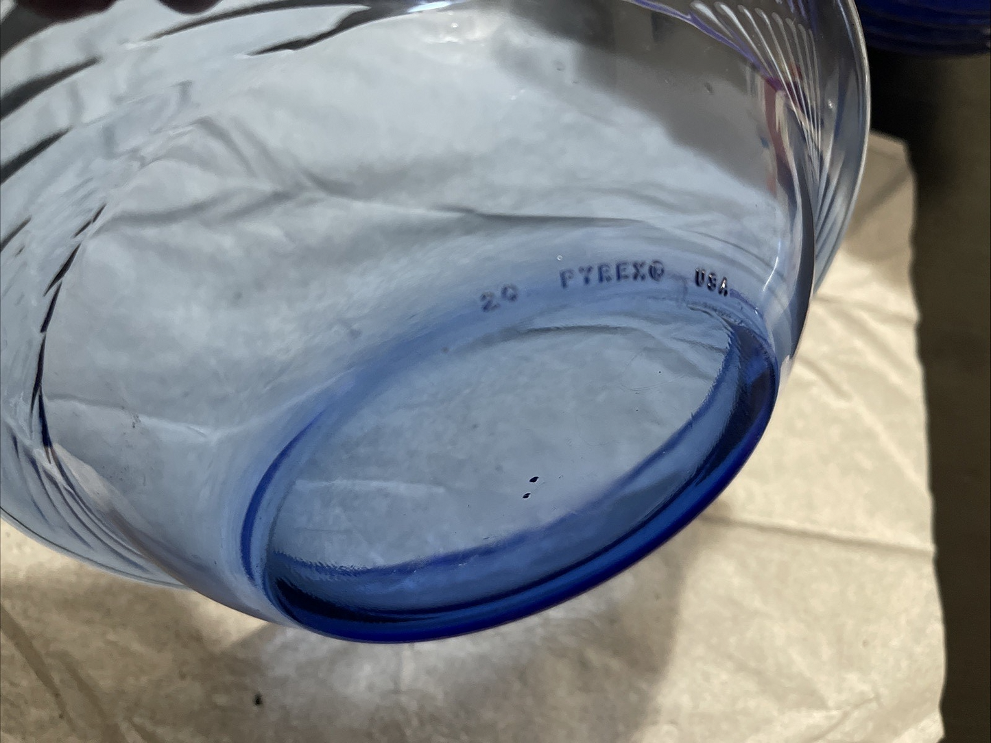 Pyrex Festiva Cobalt Blue Glass Swirl Set Of 9 Rimmed Soup Bowls 7 1/2"