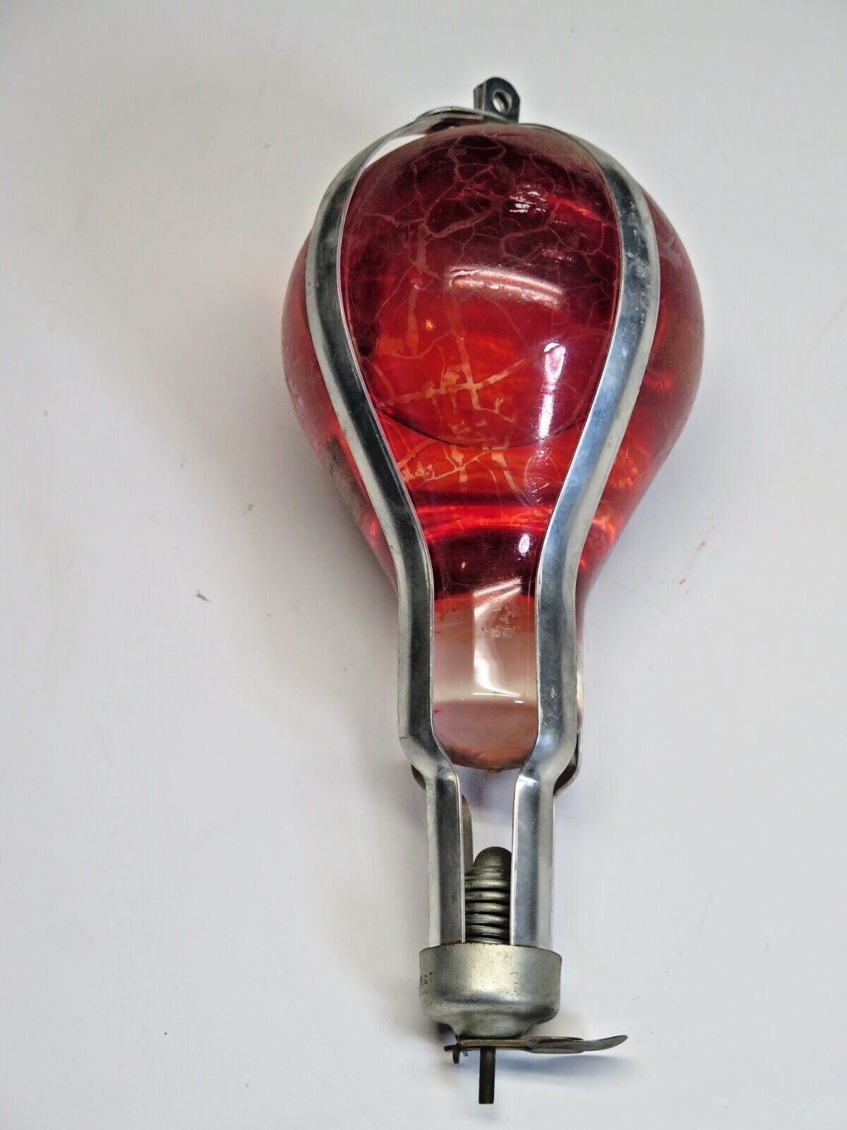 Red Comet Glass Fire Extinguisher, full of fluid w/ Wire Cage