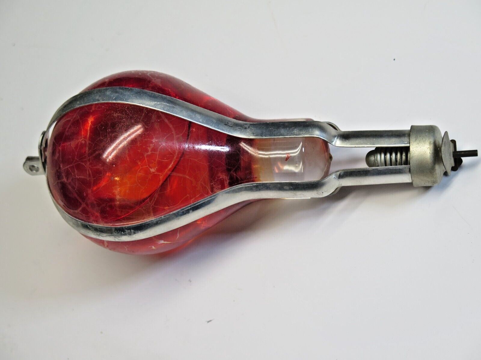 Red Comet Glass Fire Extinguisher, full of fluid w/ Wire Cage
