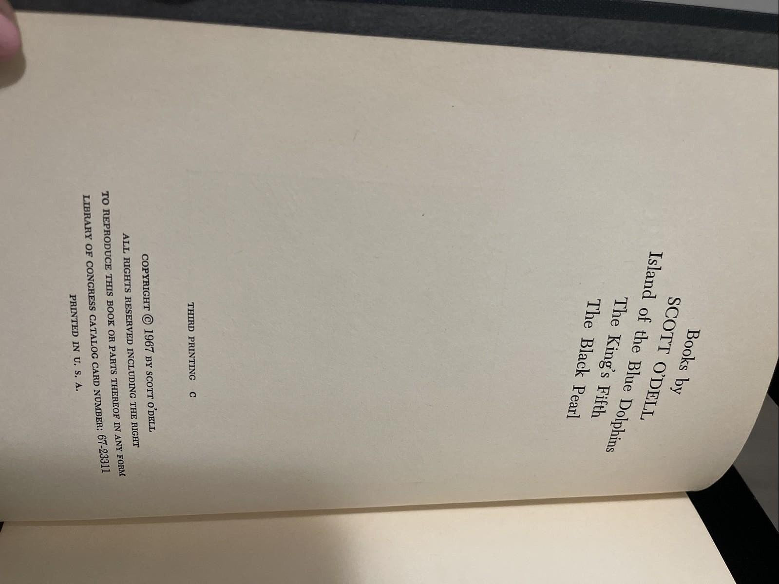 RARE 1967 THE BLACK PEARL Original AUTHOR SIGNED 3rd Scott O'Dell HC 1967