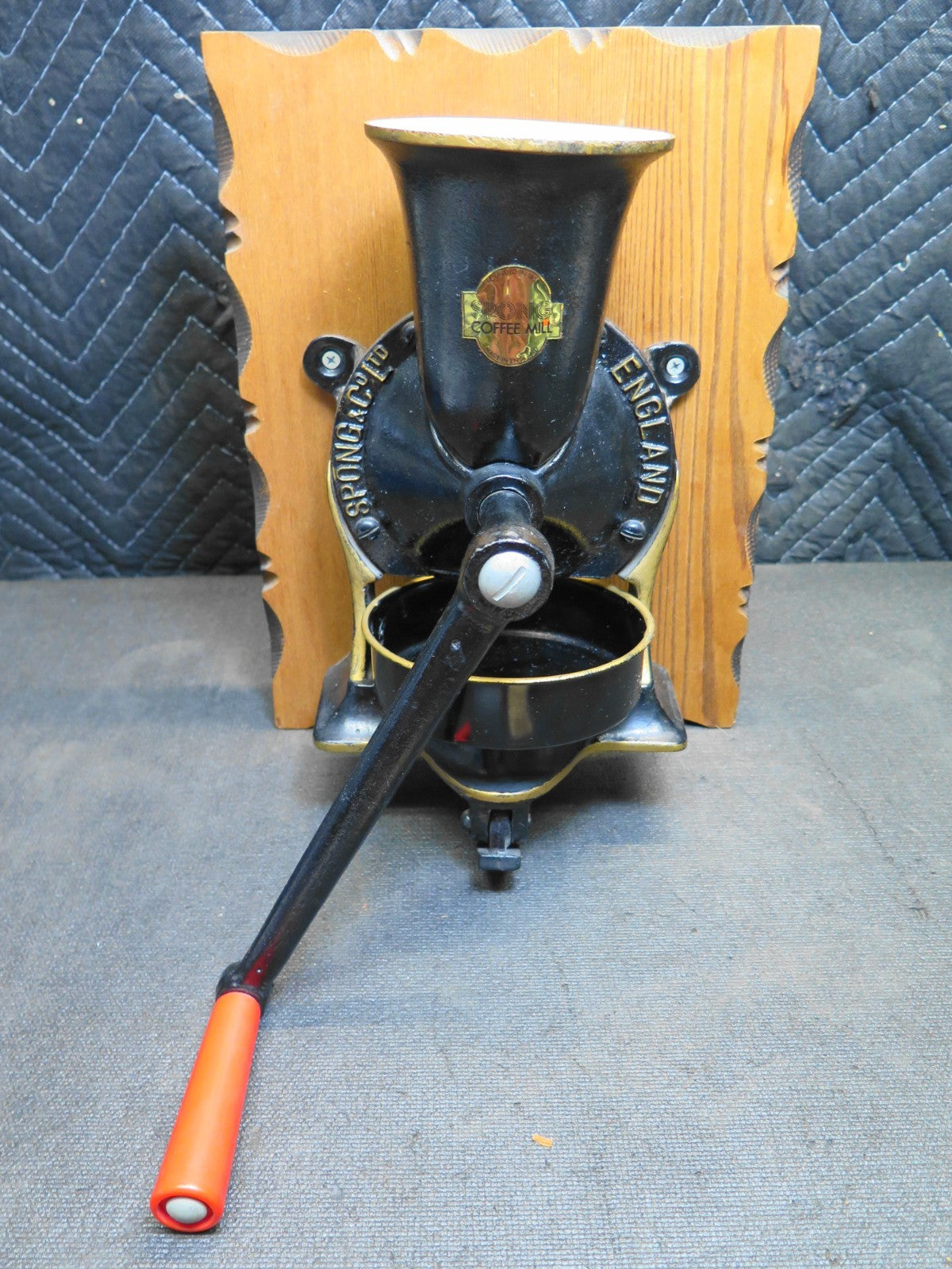 Vintage Antique Spong #1 Coffee Grinder Spice Mill - With Tray - Made England