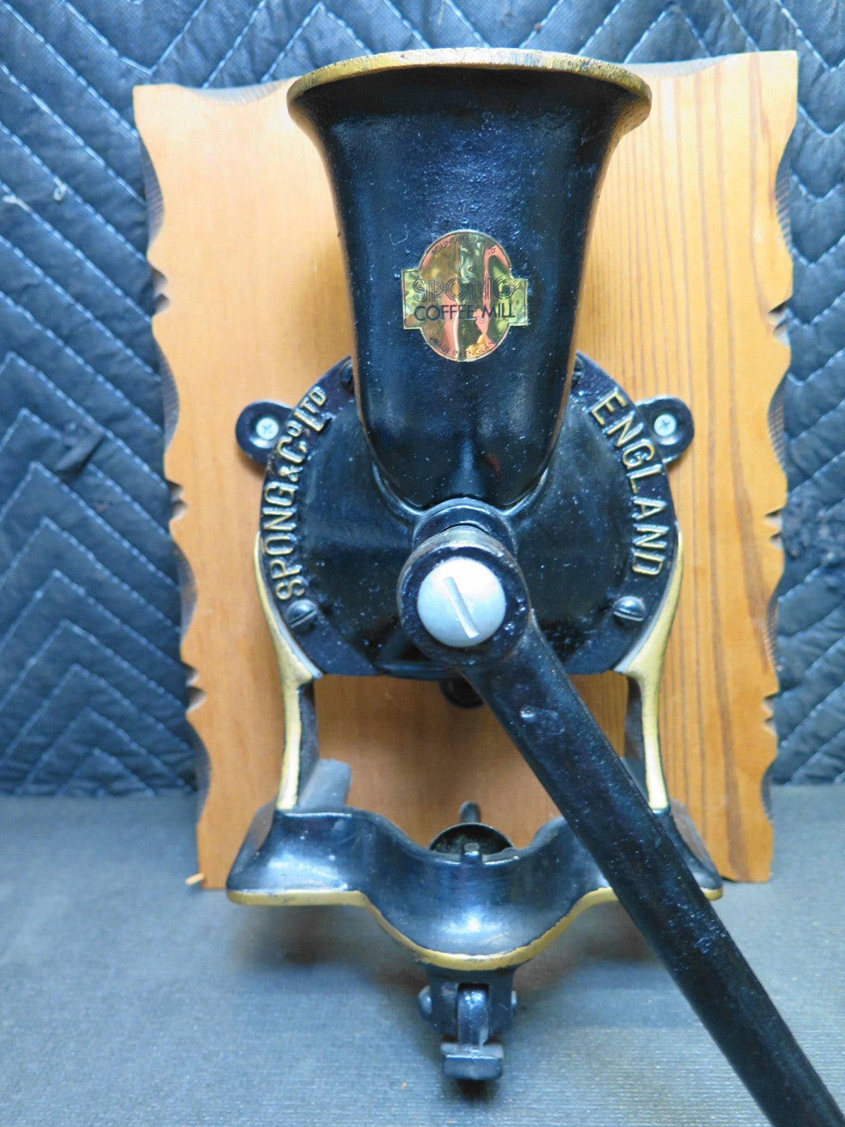 Vintage Antique Spong #1 Coffee Grinder Spice Mill - With Tray - Made England