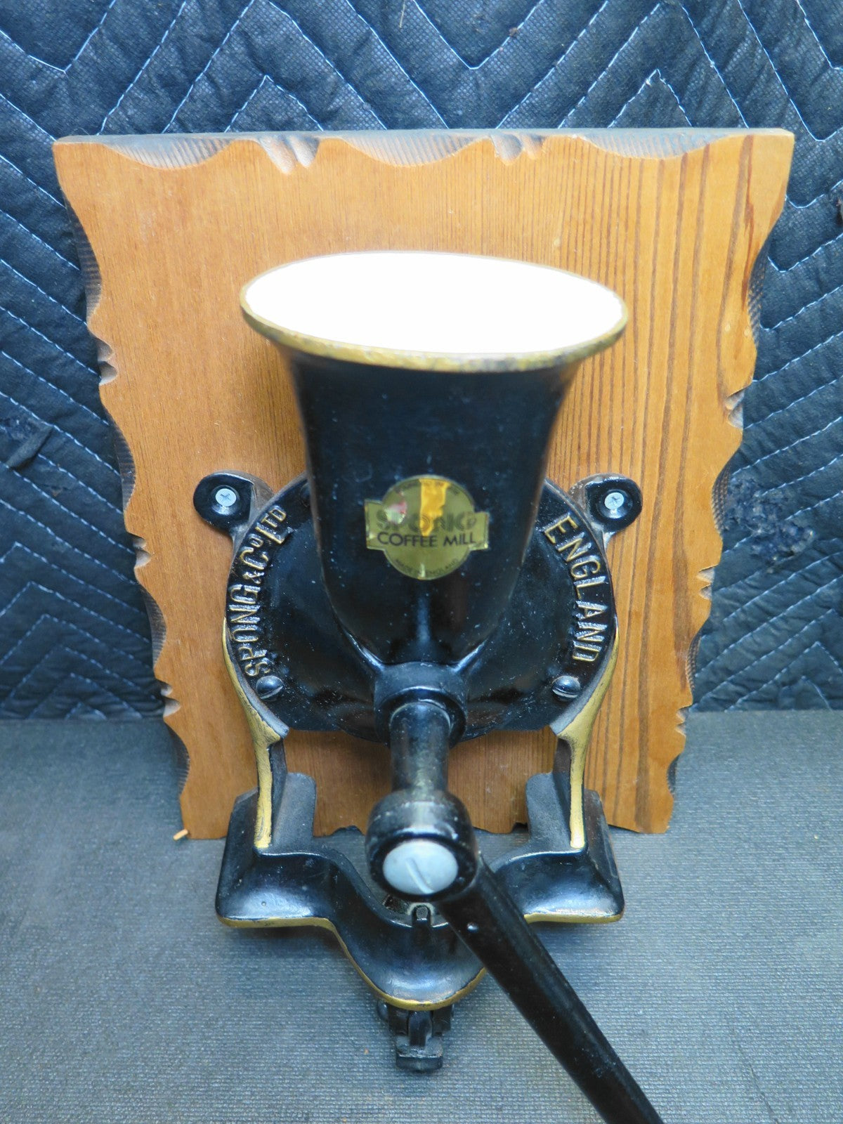 Vintage Antique Spong #1 Coffee Grinder Spice Mill - With Tray - Made England