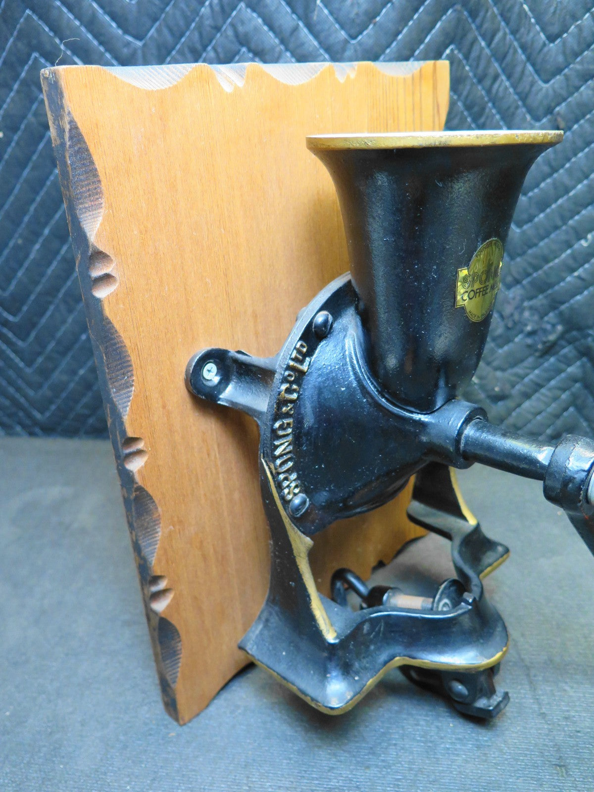 Vintage Antique Spong #1 Coffee Grinder Spice Mill - With Tray - Made England