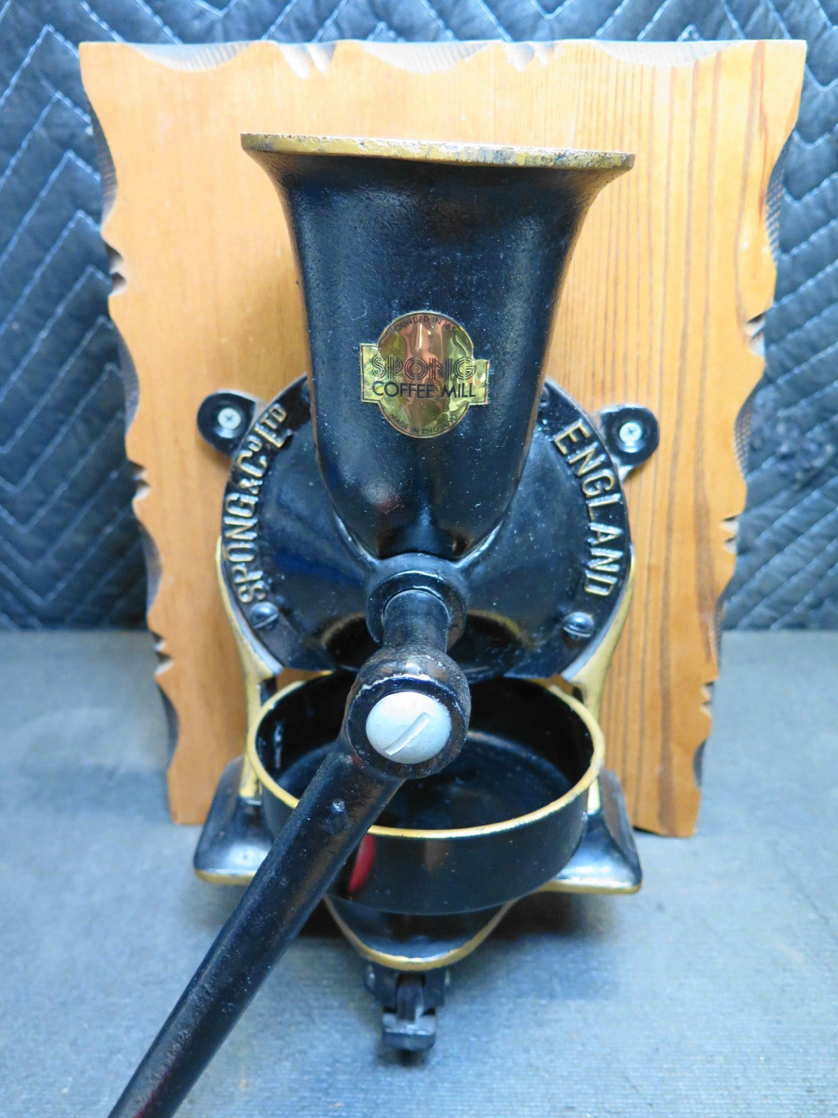 Vintage Antique Spong #1 Coffee Grinder Spice Mill - With Tray - Made England