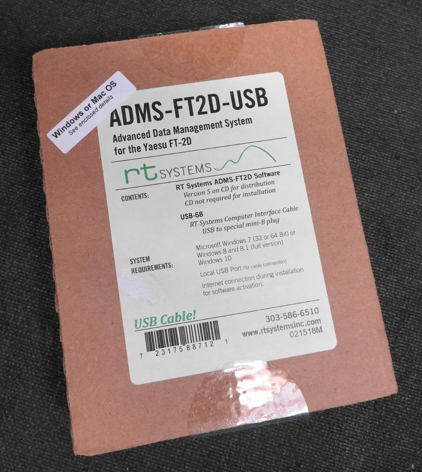 RT Systems Programming Software w USB-68 Cable for Yaesu FT-2DR - ADMS-FT2D-USB