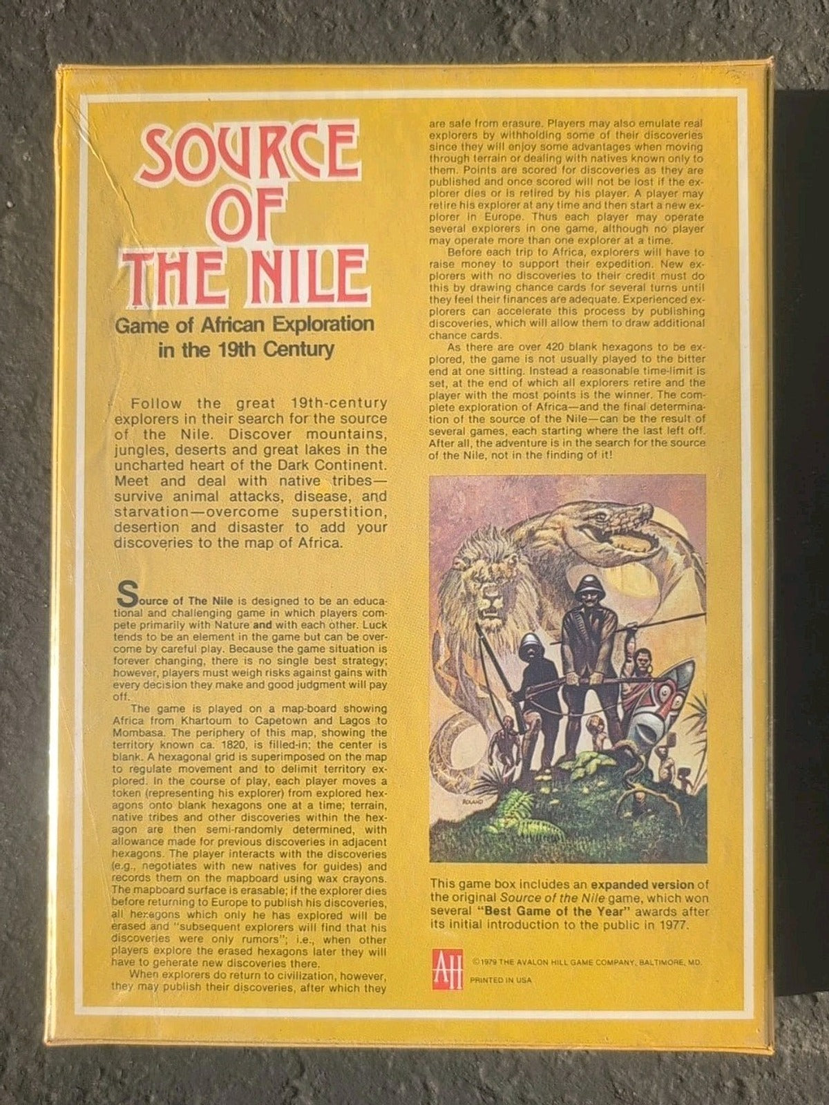 1979 - Source of the Nile. Avalon Hill Board Game.  IN SHRINK 🔥👀