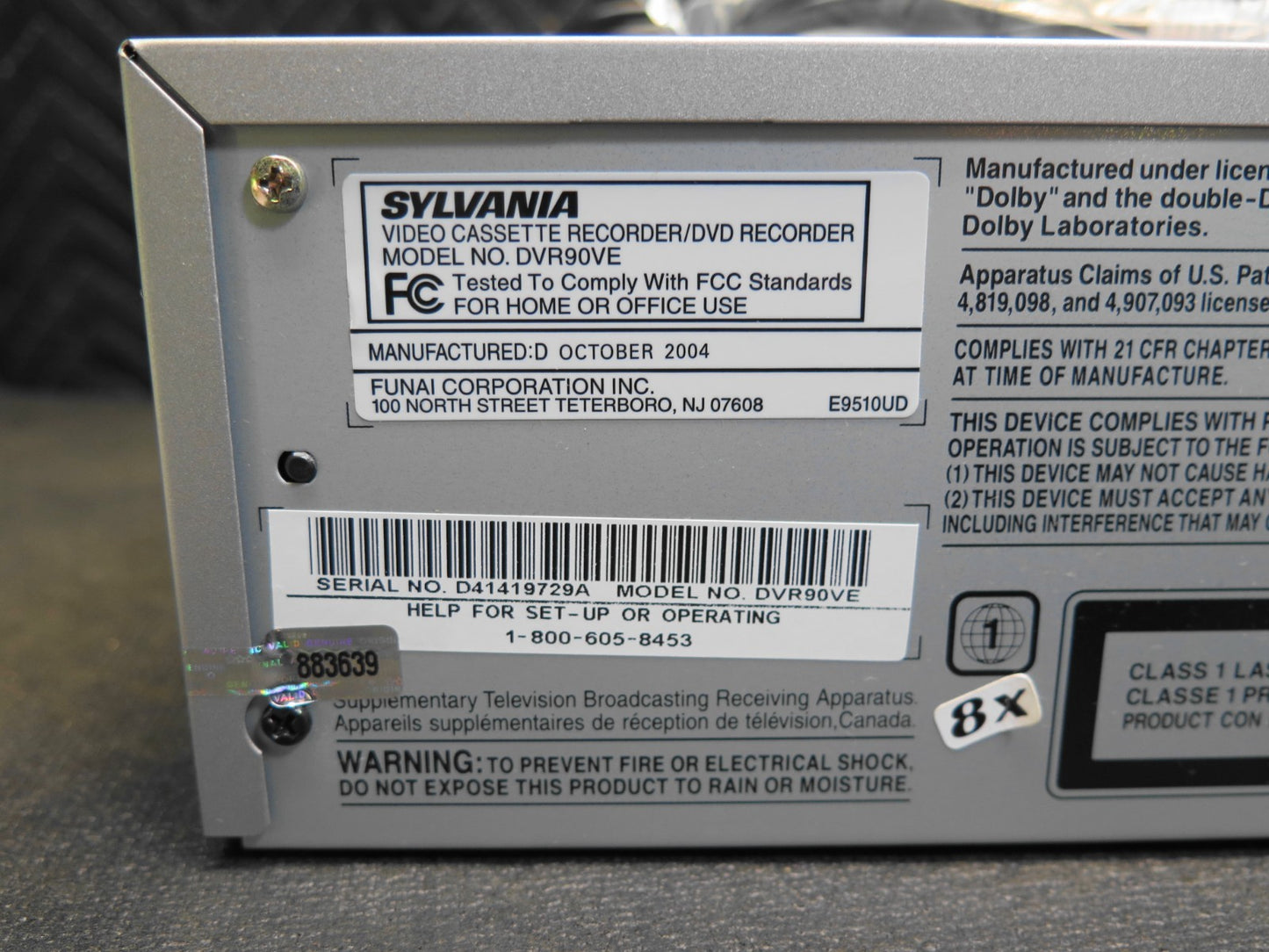 Sylvania DVR90VF DVD VCR Combo Player DVD Recorder MADE BY FUNAI