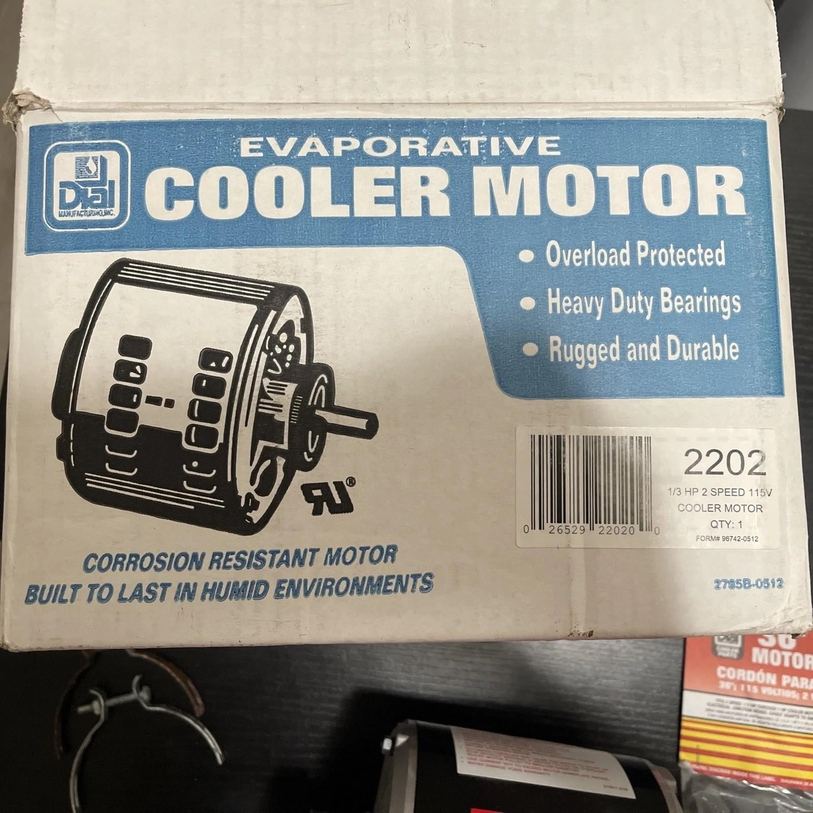 Dial Evaporative Cooler Motor 1/3 HP 2 Speed 2202 115 Volt -OpenBox +MotorCord😎