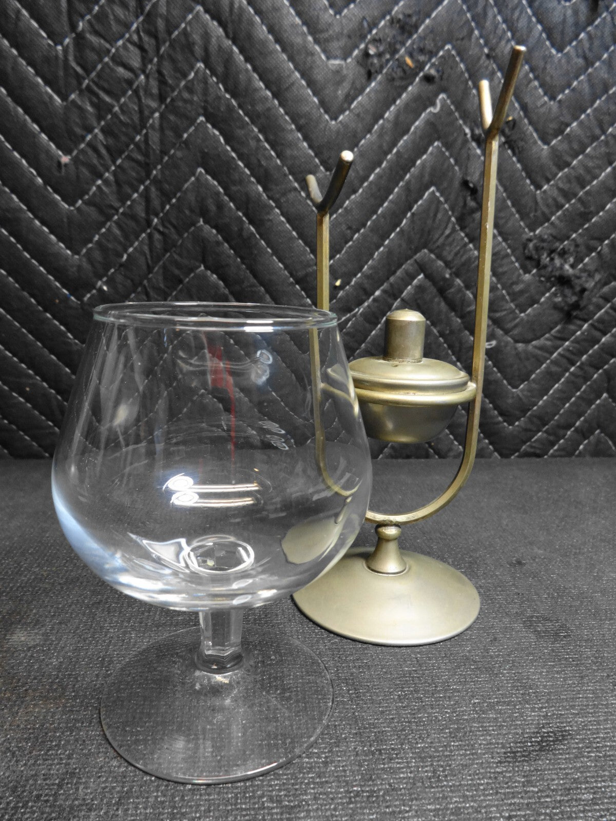 VINTAGE LEONARD SILVER PLATED BRANDY GLASS BALLOON WARMER DE GLAS SCHATULLE