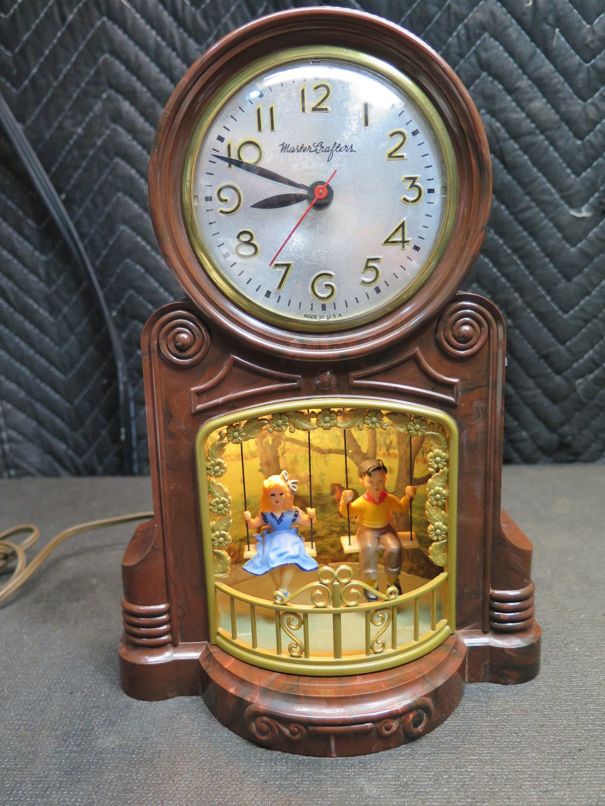 Mastercrafters 551 Swinging Playmates Clock Brown Finish - NOS Movement