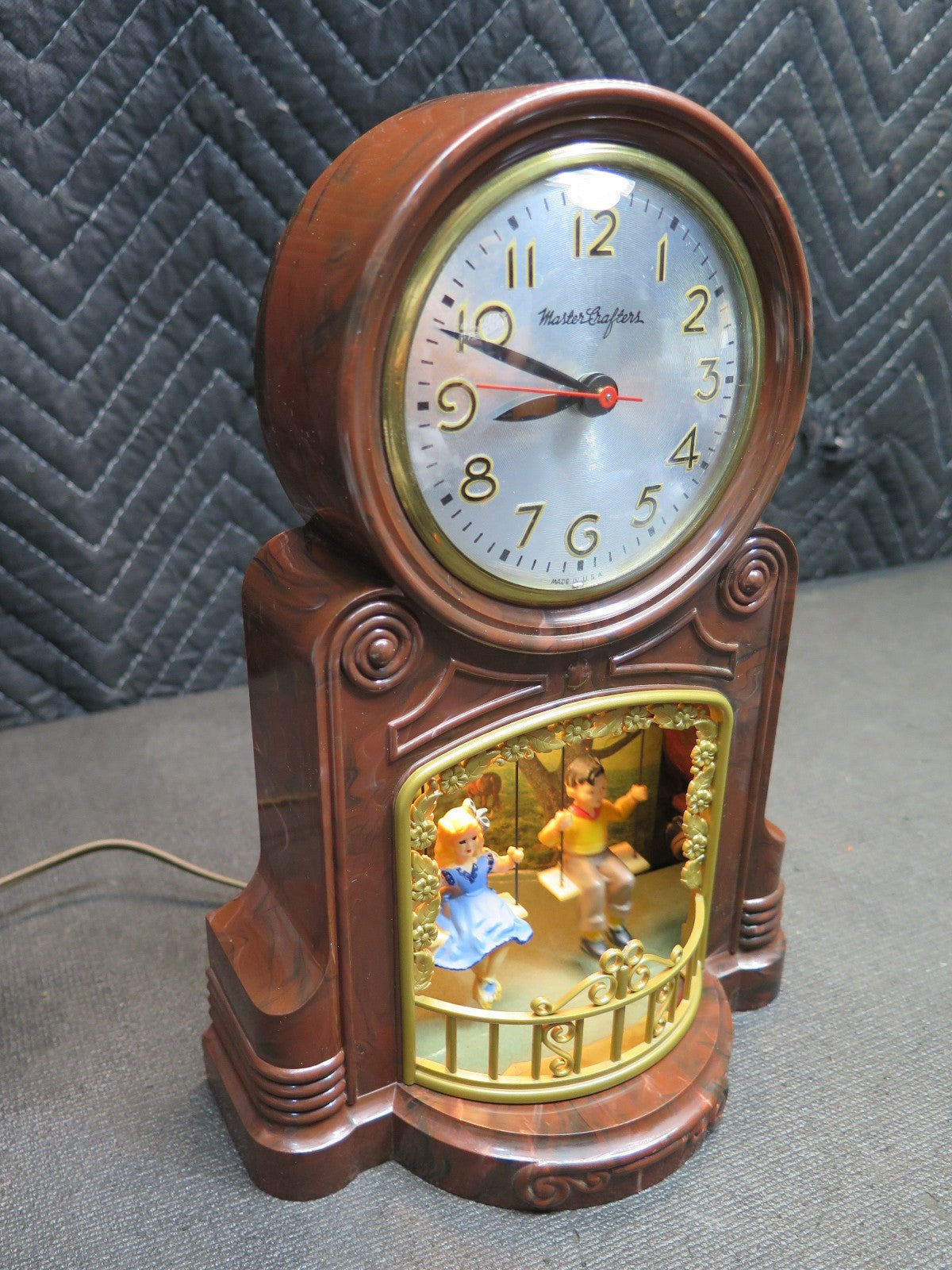 Mastercrafters 551 Swinging Playmates Clock Brown Finish - NOS Movement