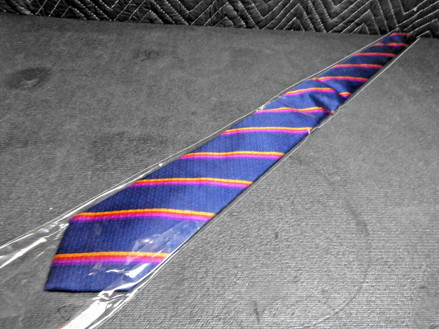 CHARLES TYRWHITT Mottisfont Woven Navy & Orange Silk Woven Stripe Tie - 57"x3.5"