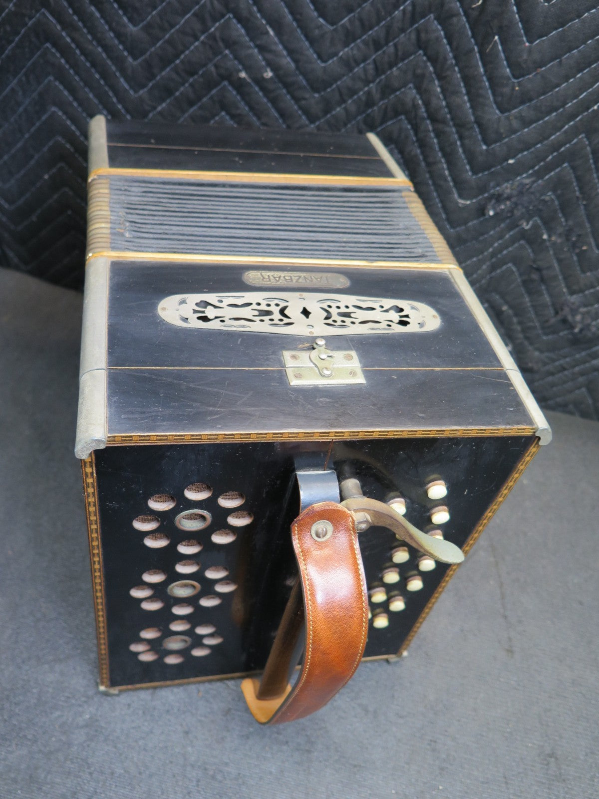 Antique Tanzbar German Concertina Player Accordion w/ 30 Player Rolls - Playable