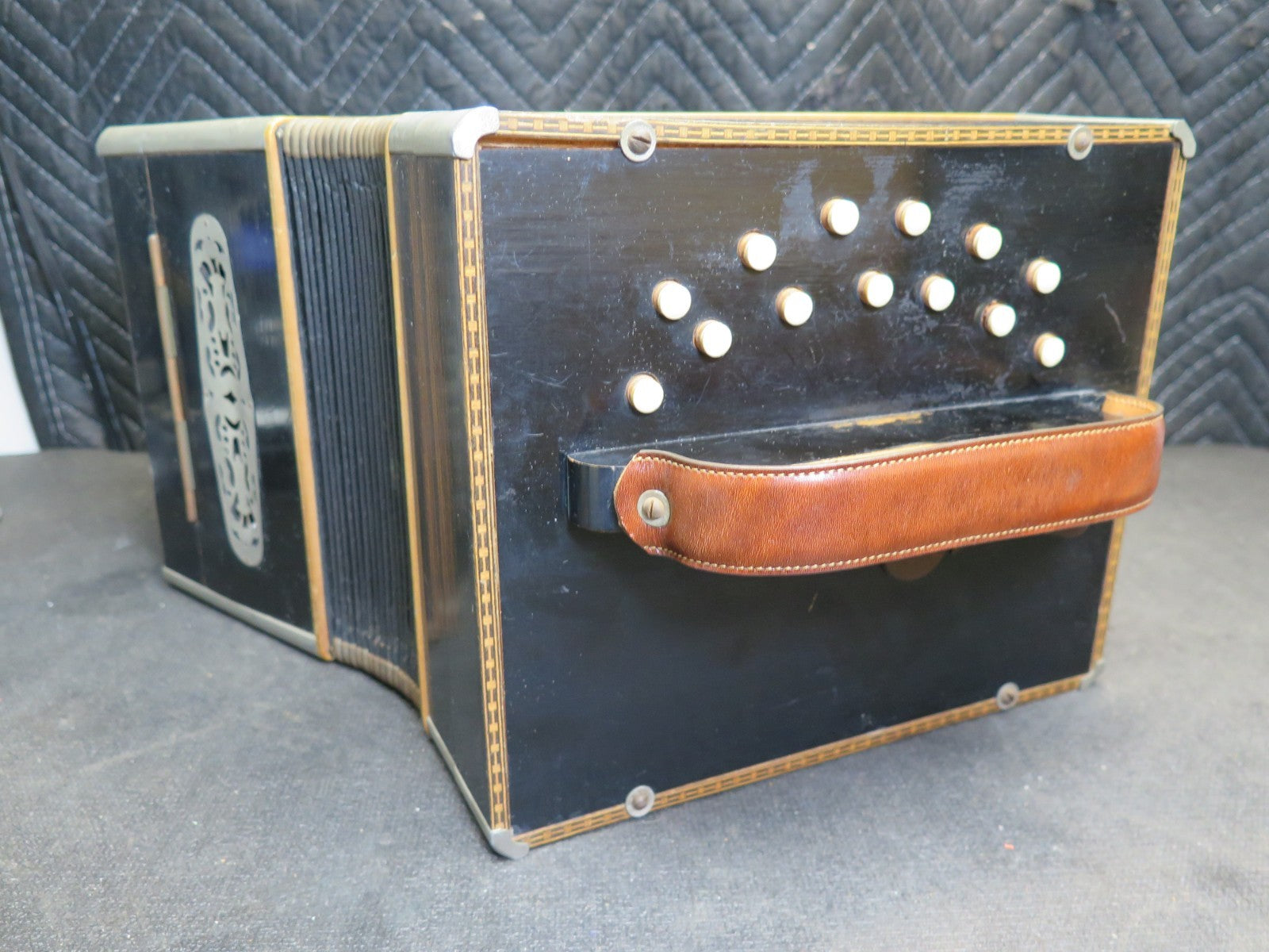 Antique Tanzbar German Concertina Player Accordion w/ 30 Player Rolls - Playable