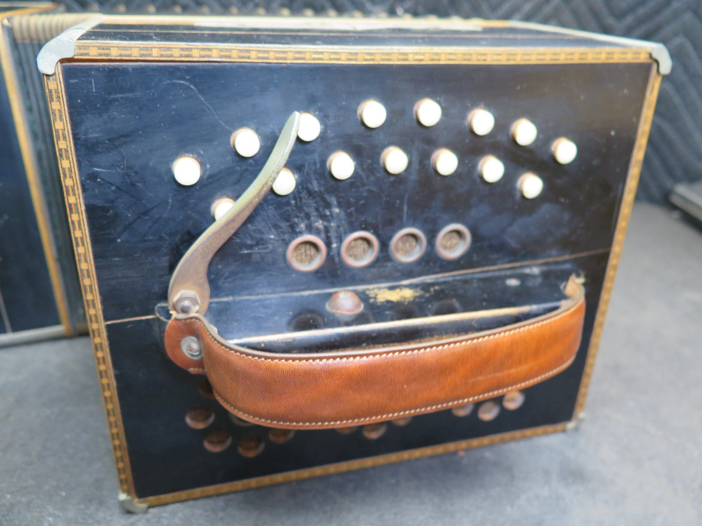 Antique Tanzbar German Concertina Player Accordion w/ 30 Player Rolls - Playable