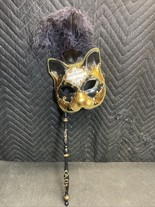 La Maschera Del Galeone Venetian Gatto Cat Mask With Handle