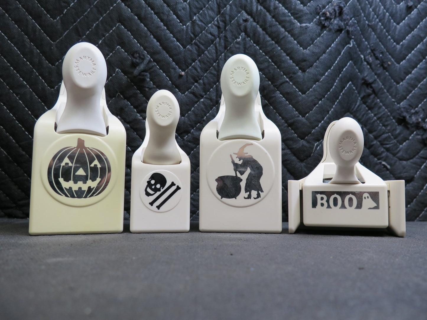 Martha Stewart Punch - Lot 4x Halloween Witch, Pumpkin, Skull & Crossbones, BOO