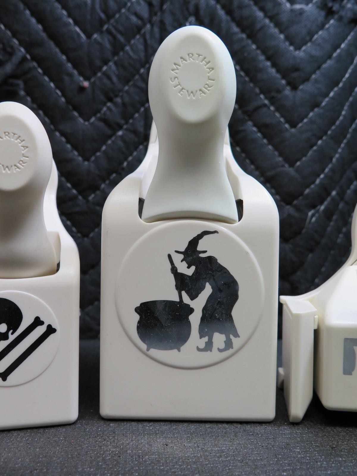 Martha Stewart Punch - Lot 4x Halloween Witch, Pumpkin, Skull & Crossbones, BOO