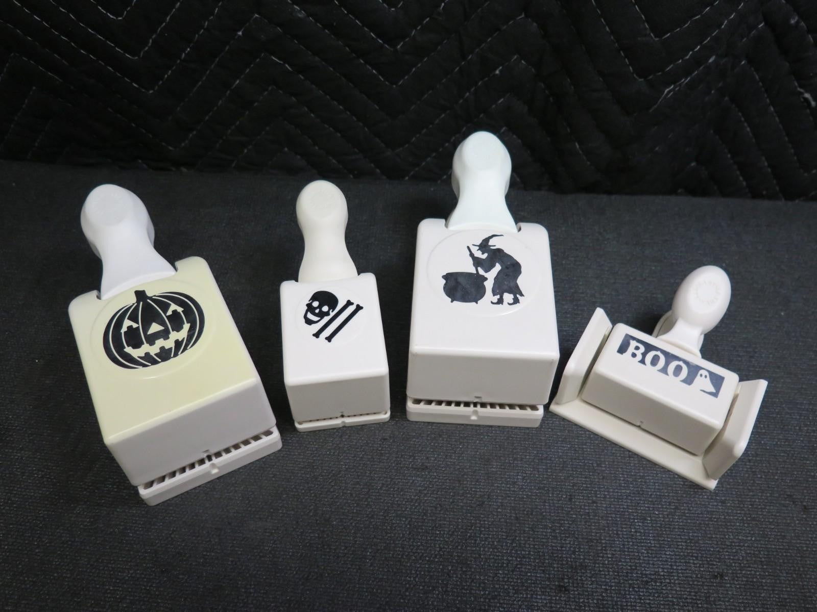 Martha Stewart Punch - Lot 4x Halloween Witch, Pumpkin, Skull & Crossbones, BOO