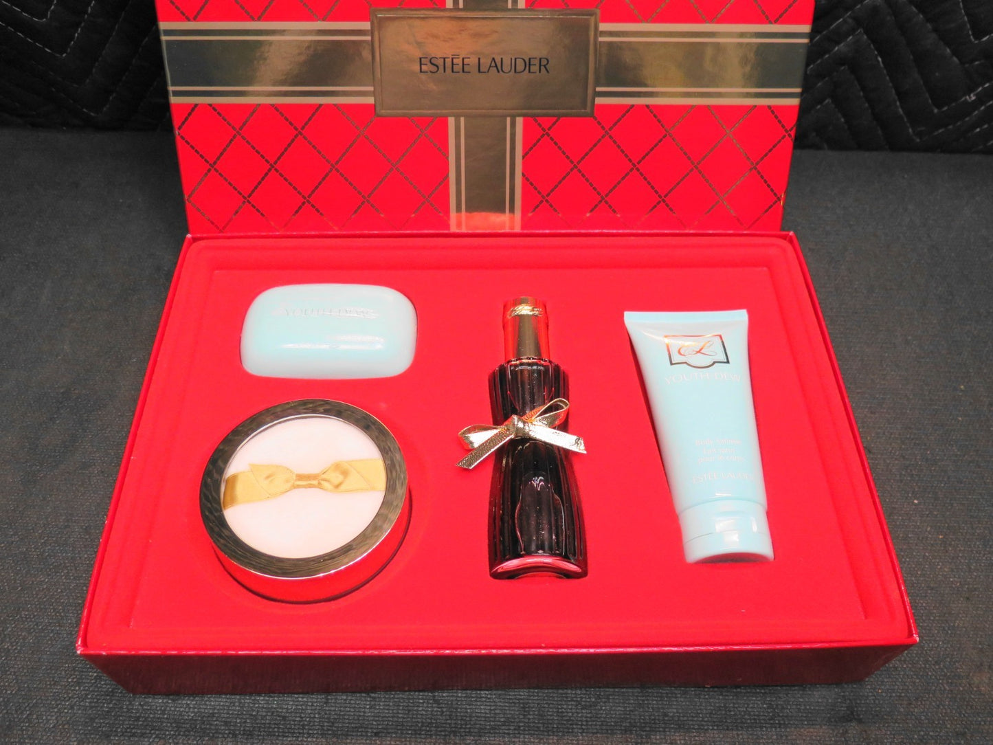 ❤ Estee Lauder Youth Dew Eau De Parfum Spray, Body Satinee  4 piece Gift Set ❤