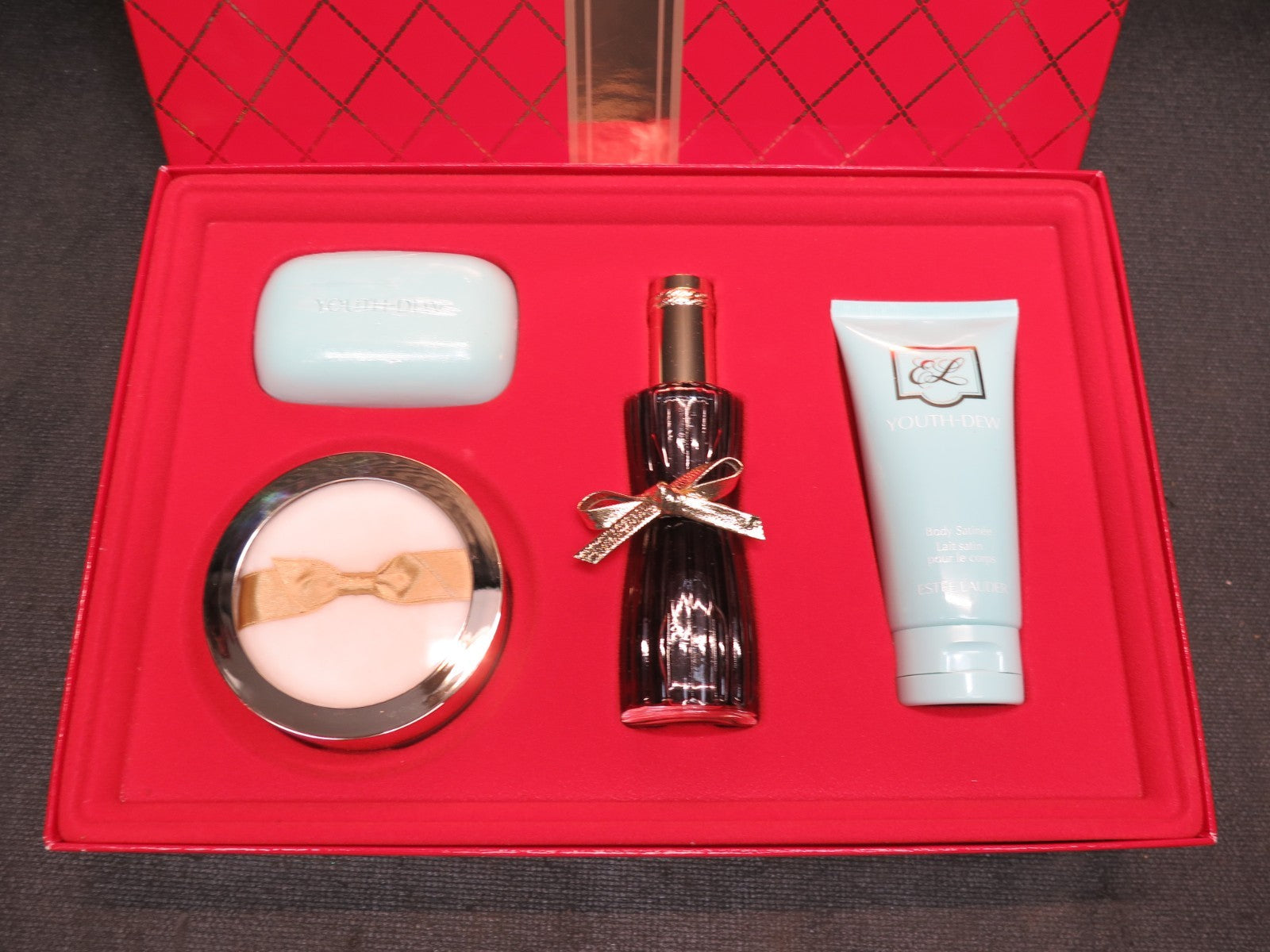 ❤ Estee Lauder Youth Dew Eau De Parfum Spray, Body Satinee  4 piece Gift Set ❤