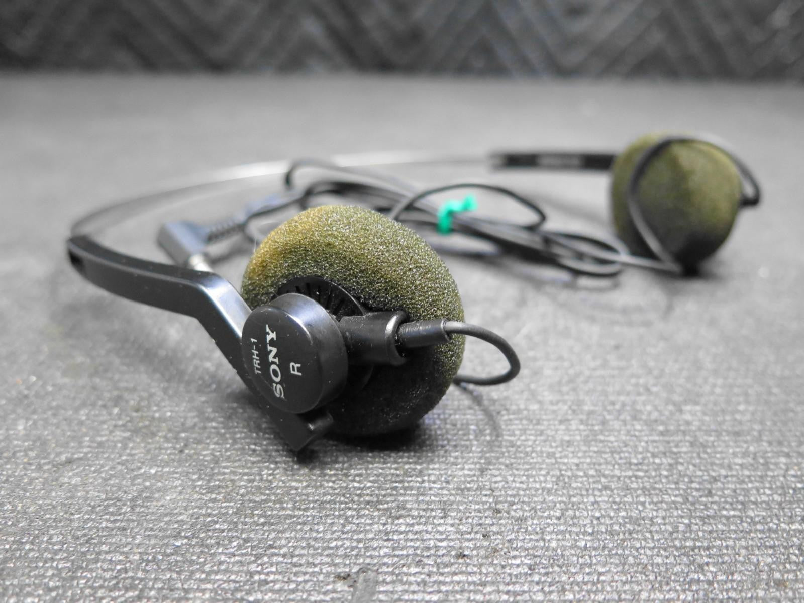 🍊 Vintage Sony TRH-1 Walkman Wired Headphones Foam Pad OEM Earphones - Tested