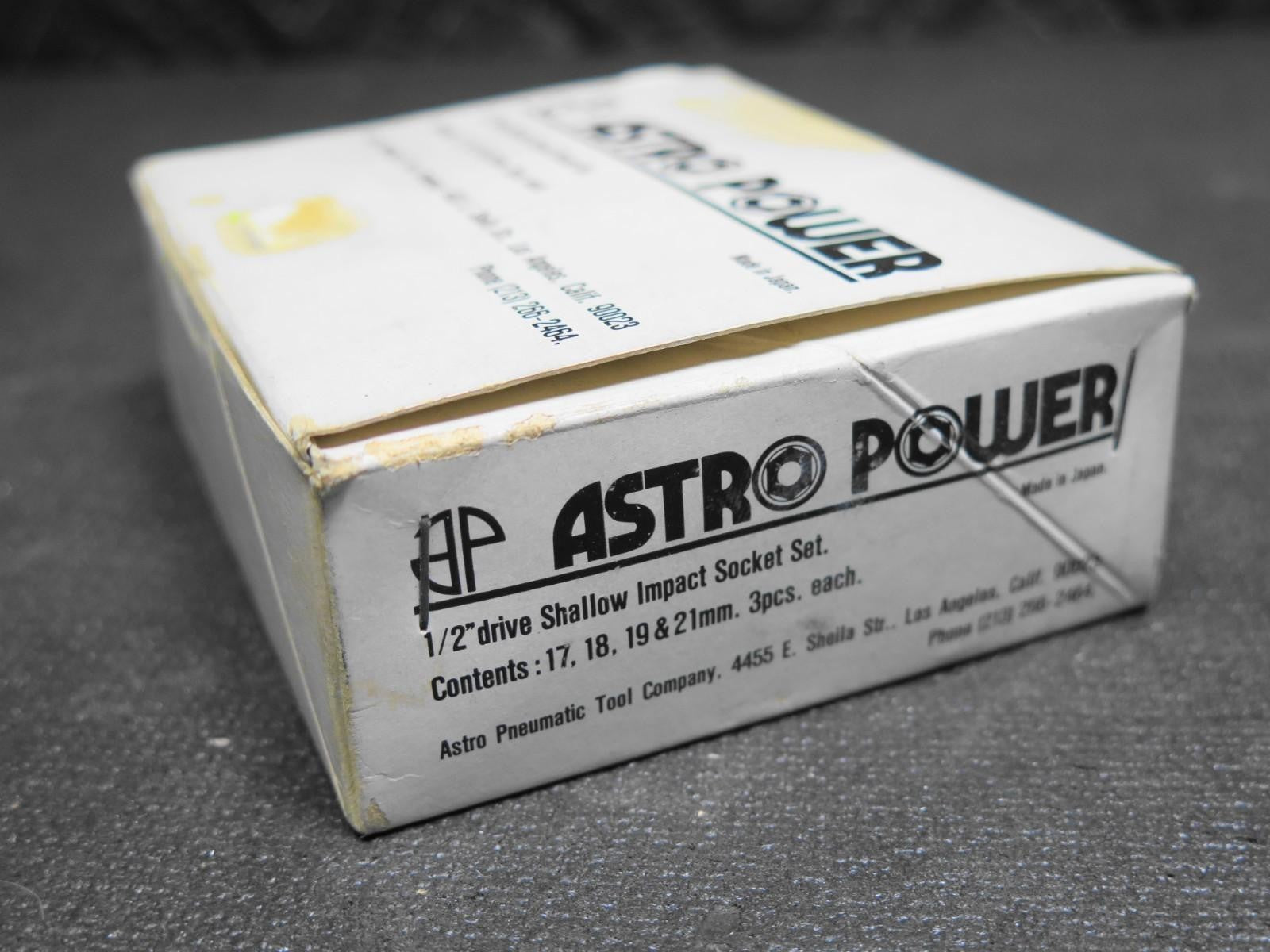 Astro Power 1/2" Shallow Impact Socket Set of 12 - 3x of 17mm, 18mm, 19mm, 21mm