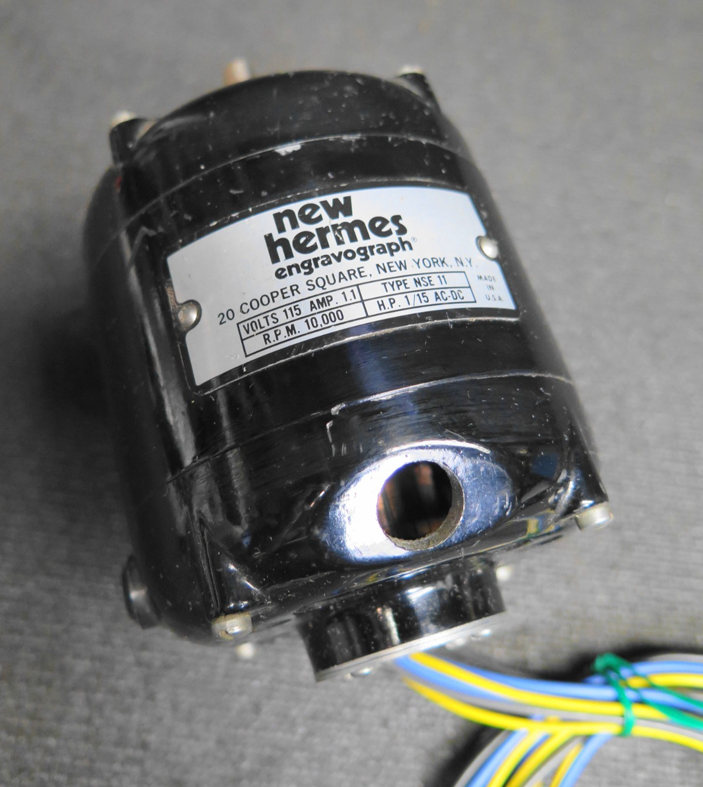 "NEW HERMES" ENGRAVOGRAPH MOTOR-10,000 RPM-1/15 HP-TYPE NSE 11 #1