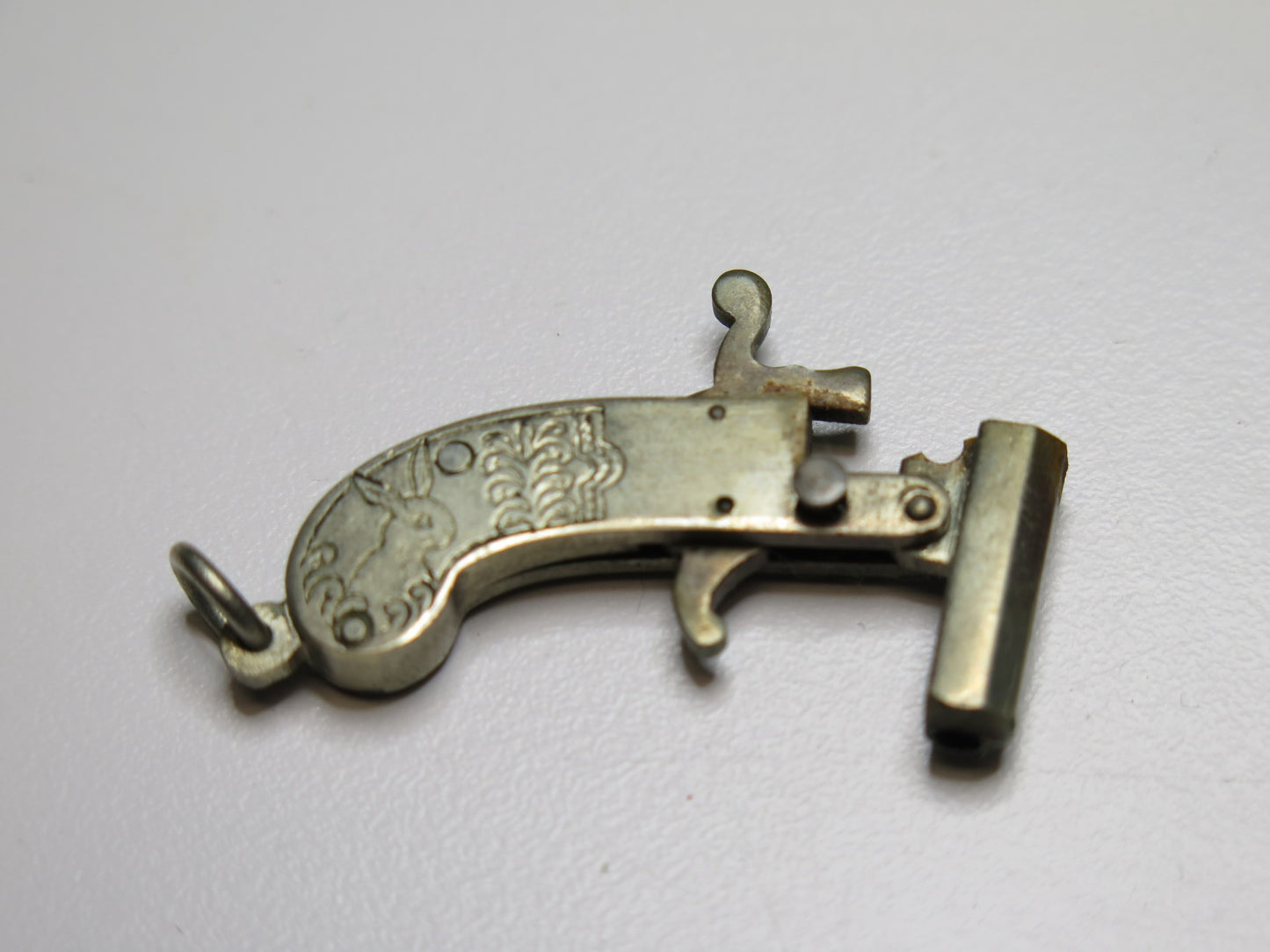 ANTIQUE VTG MINIATURE BERLOQUE PISTOLCHEN FOB CAP TOY IN BOX w/ Caps