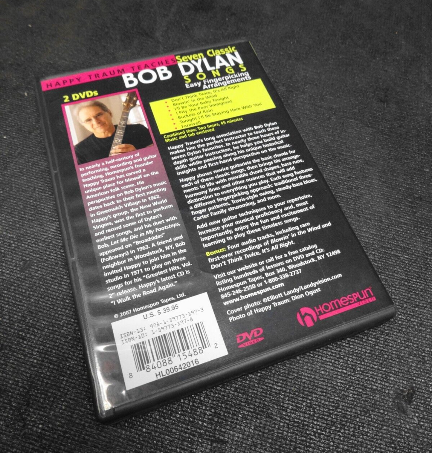 Seven Classic Bob Dylan Songs (HomeSpun 2007) 2 Disc DVD Set Tab Learn to Play