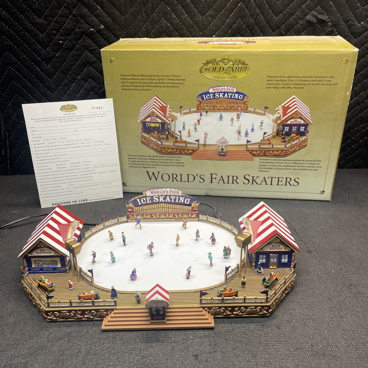Mr. Christmas Gold Label Collection World's Fair Skaters w/Box 2004 Works *Read*