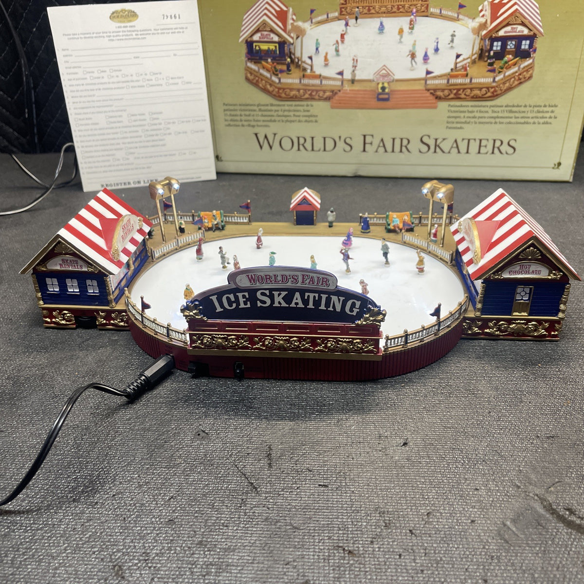 Mr. Christmas Gold Label Collection World's Fair Skaters w/Box 2004 Works *Read*
