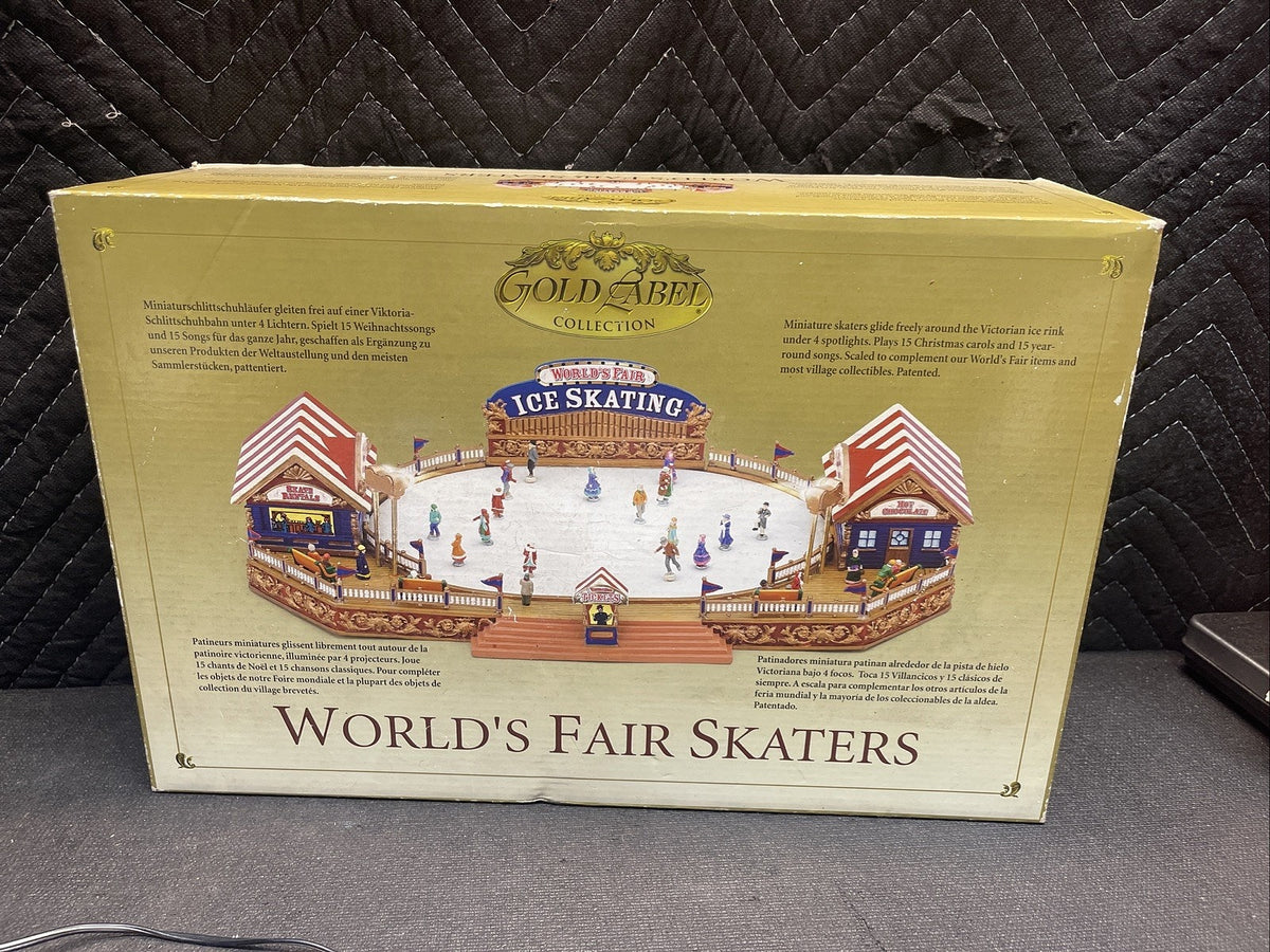 Mr. Christmas Gold Label Collection World's Fair Skaters w/Box 2004 Works *Read*