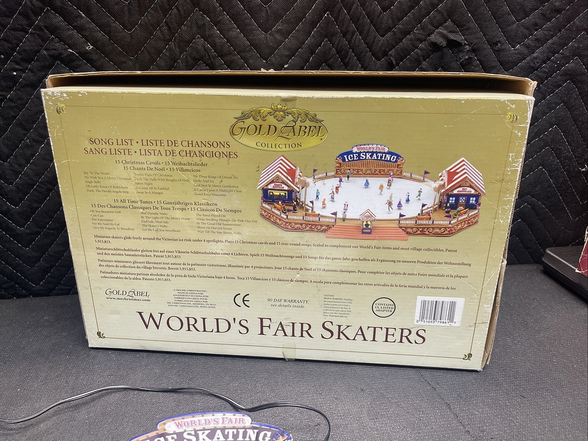 Mr. Christmas Gold Label Collection World's Fair Skaters w/Box 2004 Works *Read*
