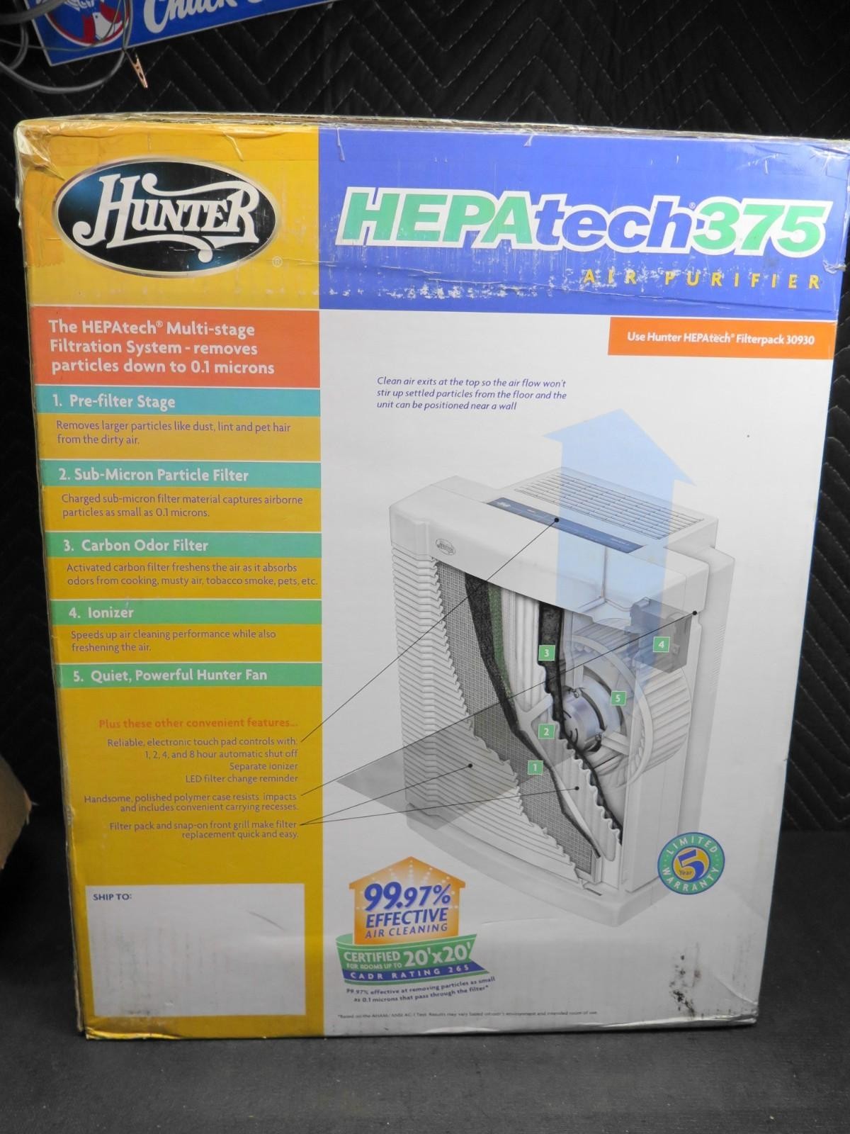 Hunter HEPAtech375 Air Purifier 30375 Ionizer - 400 CFM