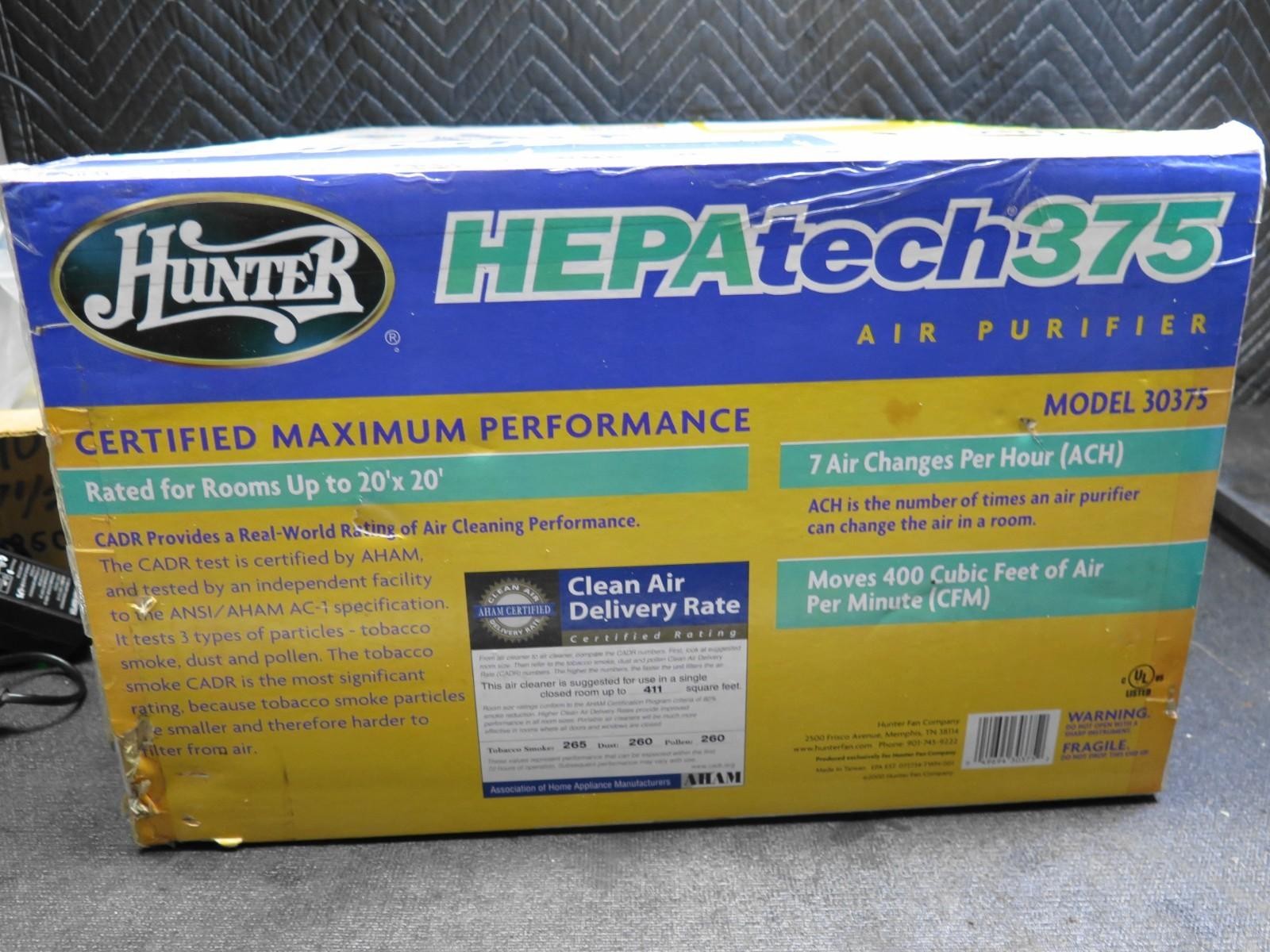 Hunter HEPAtech375 Air Purifier 30375 Ionizer - 400 CFM