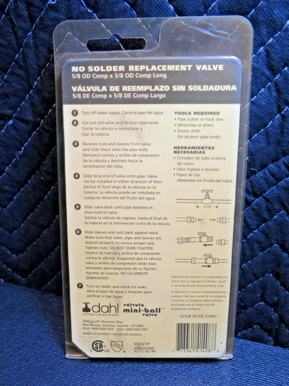 New Dahl 5/8 OD Comp X 5/8 OD Comp Long -  Mini-ball Valve 121LB-33-33L-CLMU
