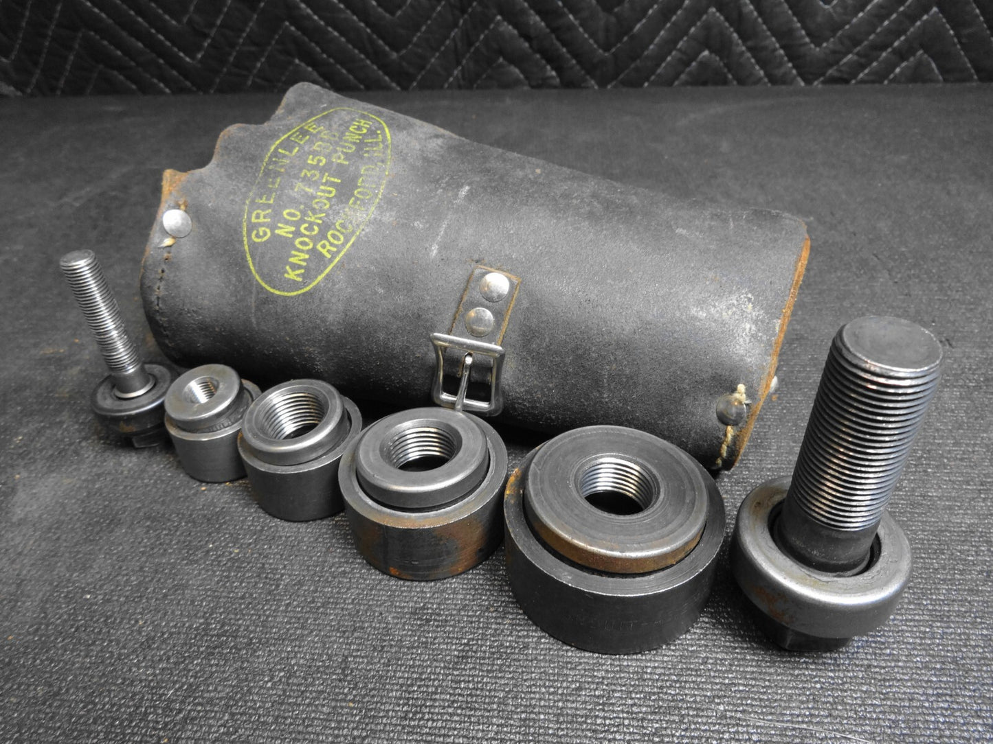 Vintage Greenlee No 735BB Knockout Punch  1/2” 3/4” 1” 1 1/4” Leather Case