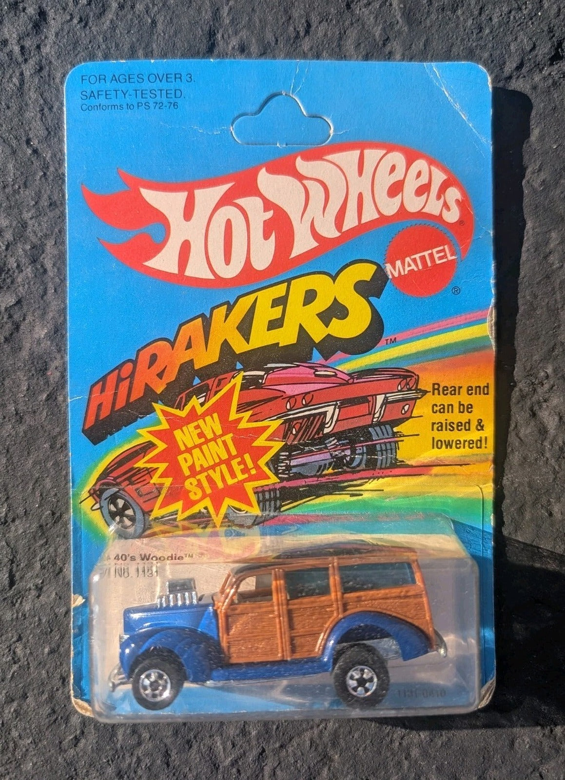 Vintage 1979 Hot Wheels HiRakers 40’s Woodie Blue - No. 1131 On UNPUNCHED Card