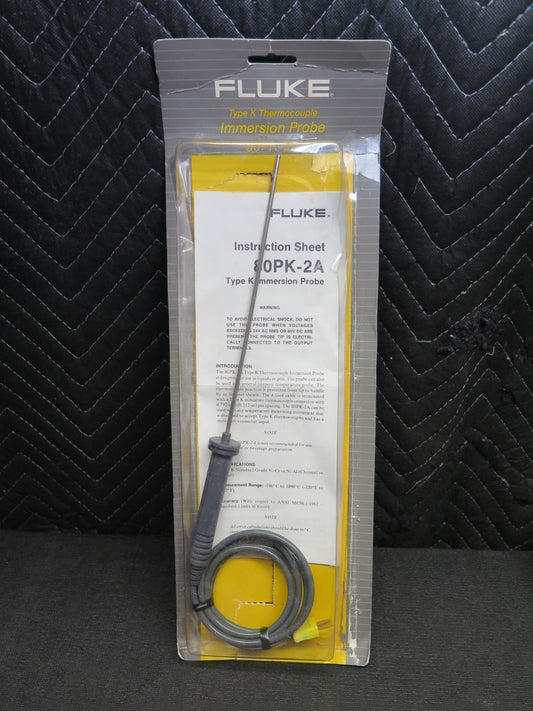 Fluke 80PK-2A Immersion Temperature Probe 80PK2A Type K Thermocouple