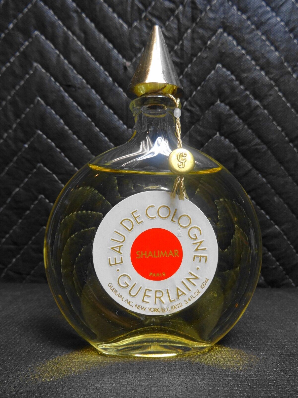 VTG 3.4 Oz. Guerlain Shalimar Eau de Cologne Sealed in Watch Bottle ~1980's