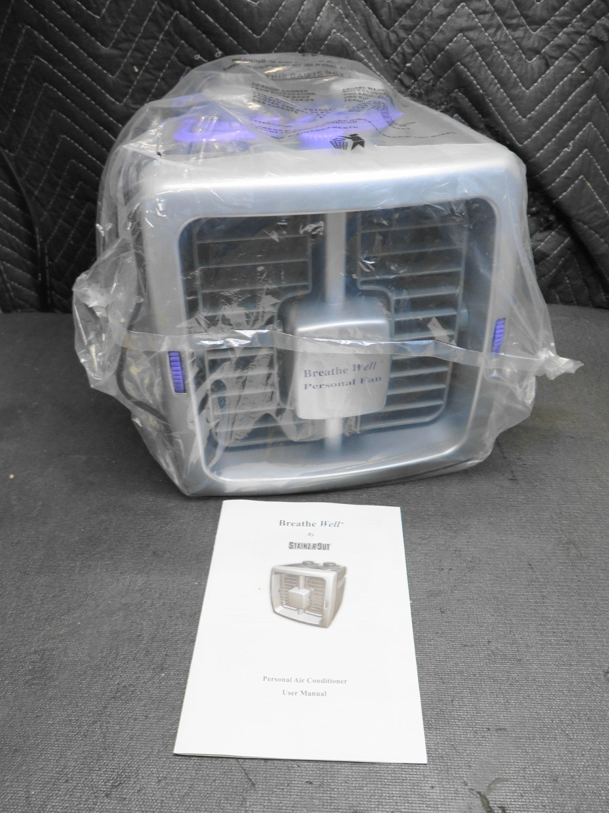 Breathe Well Personal Ice Fan Air Conditioner w/ 2x Ice Bottles - 4Hrs Cooling