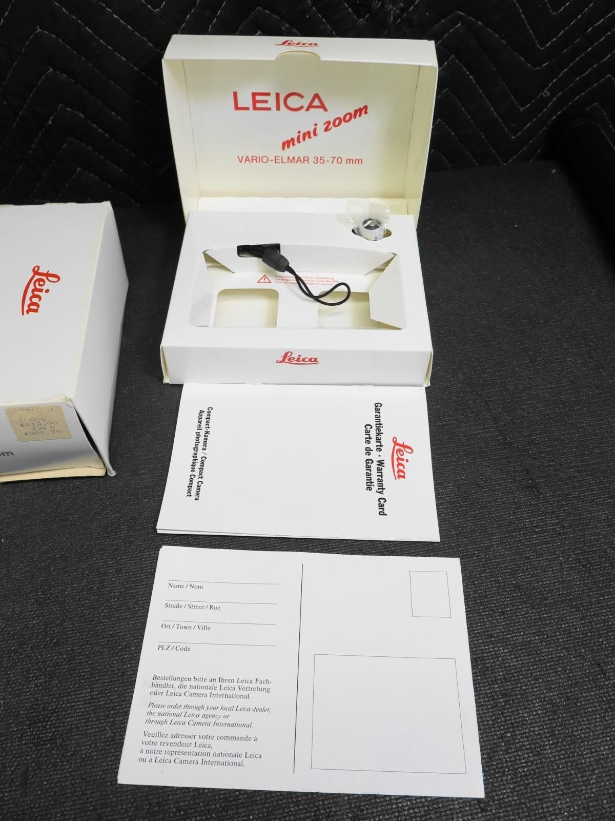LEICA MINI ZOOM COMPACT 35MM FILM CAMERA *BOX and INSERTS ONLY*