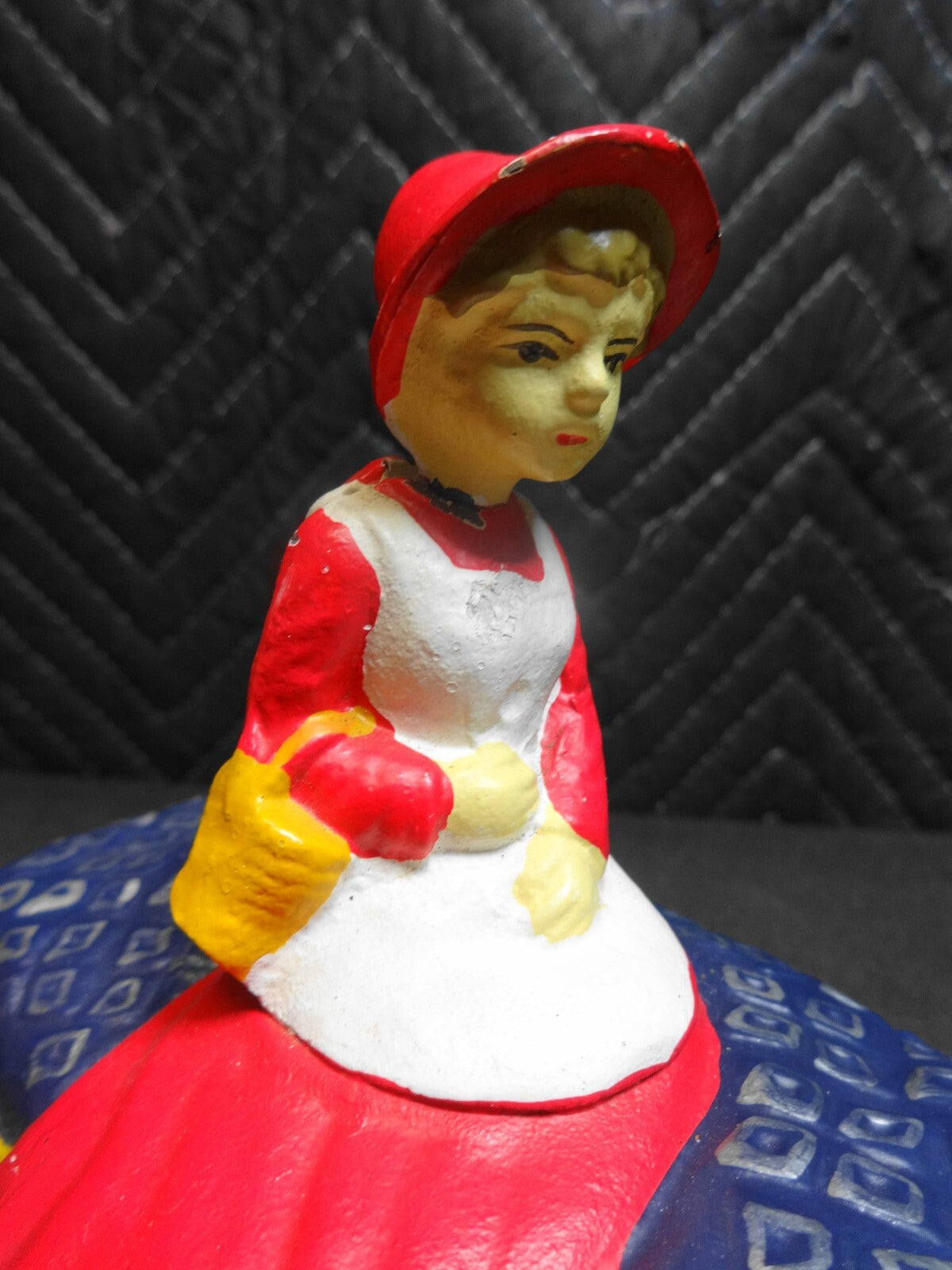 RARE BITS AND PIECES CAST IRON MECHANICAL BANK LITTLE RED RIDING HOOD